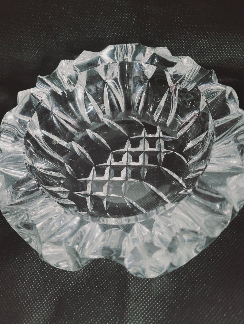 "Vintage Heavy Clear Pressed Glass Ashtray